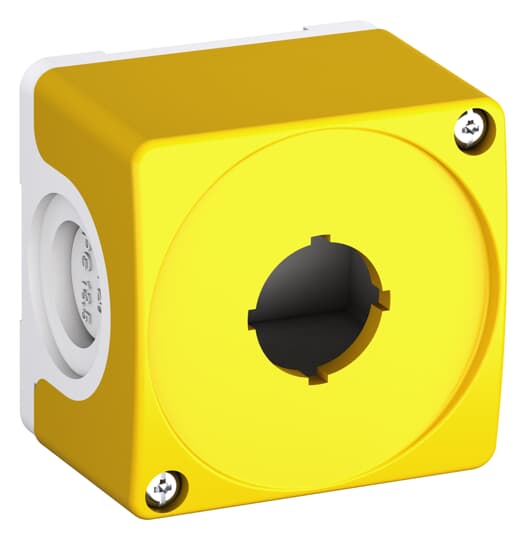 ABB Controls Pushbutton Enclosure; 2.56" x 2.56" x 1.87"; Plastic; Solid w/ 1 22mm Hole; Screw Connection; NEMA 4X